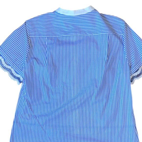 Karl Lagerfield blue & white scalloped blouse - Picture 2 of 6